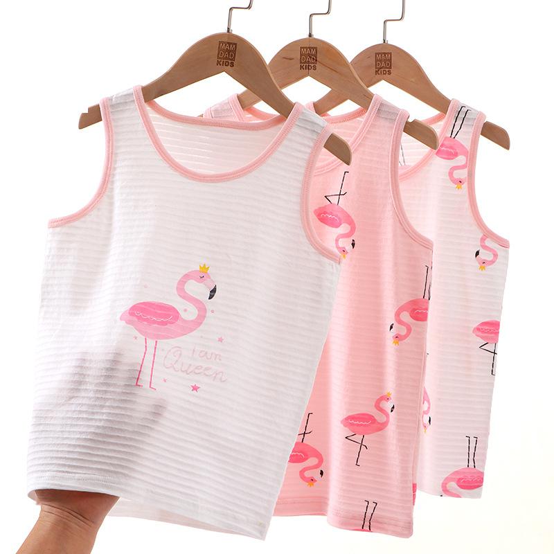 3 Teile/los freundlicher Baumwolle Weste Sommer Dünne Atmungsaktive Baby Mädchen Ärmelloses oben Nette Karikatur Mädchen Mit Flachem Boden Shirt freundlicher Unterwäsche