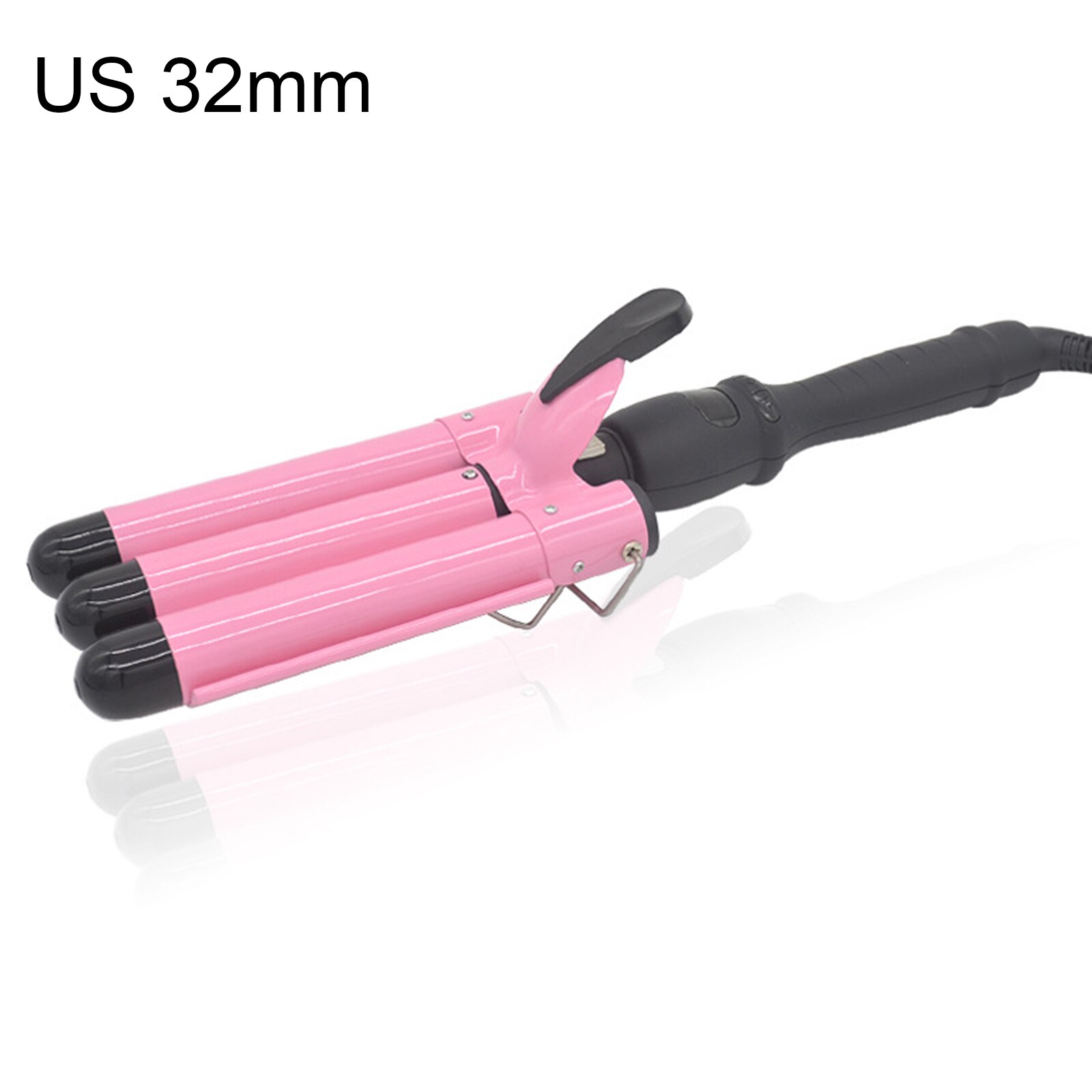 Triple Barrel Hair Curler Irons With Lcd Temperature Display Hair Stick Ceramic Hair Wave Waver Suitable For Salons: 32MM-US