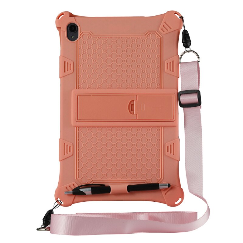 Kinderen Veilig Shockproof Silicone Case Voor Lenovo J706F 11.5Inch Tablet Met Afneembare Kickstand En Schouderband Voor Lenovo Pad: Pink With rope