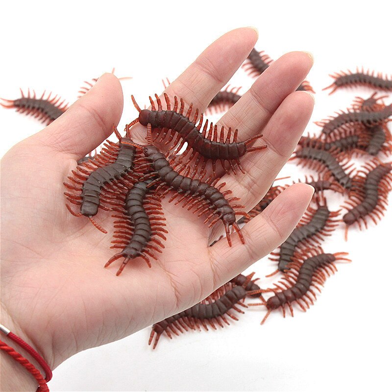 1Pcs April Fools Day Halloween Toys Funny Toy Lifelike Simulation Rubber Fly Gags & Practical Jokes Prop Decorations: Centipede 5pcs