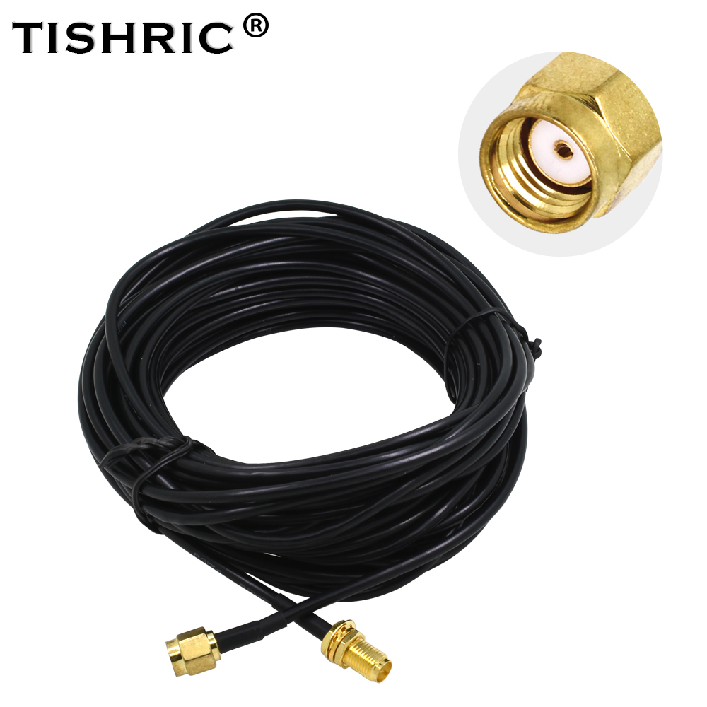 TISHRIC 9M Universal Wifi Antenna Extension Cable Male to Female RG174 RP-SMA Pure Copper Gold Plated Wi-Fi For Router Wlan