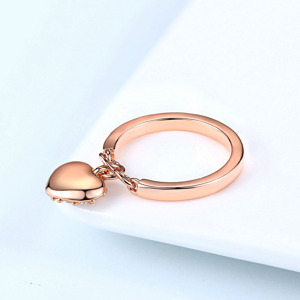 Double Fair Brand Romantic Love Heart shaped Buckle Rings For Women Engagement Party Jewelry Women's Ring For Girl DFR279