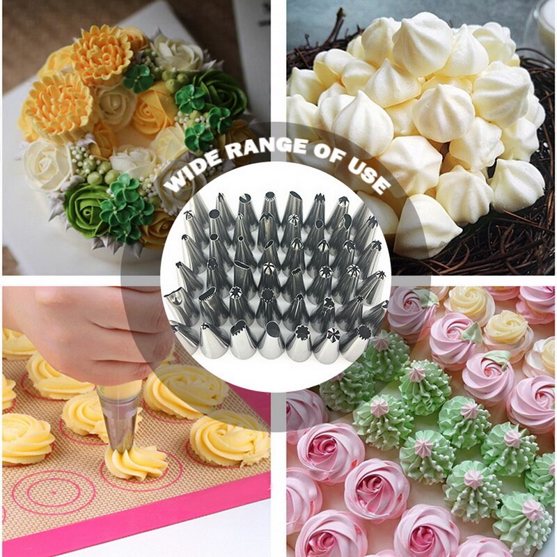 50 stuks/set taartdecoratieset benodigdheden set gereedschappen spuitmondjes gebak spuitzak spuitmondjes bakset bloemzak mond geknepen