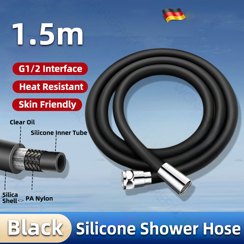 Extension de tuyau de douche Flexible Extra longue en Silicone, avec raccords en laiton, remplacement de Tube de douche, tuyau haute pression de 1.5m/ 2m: Rouge