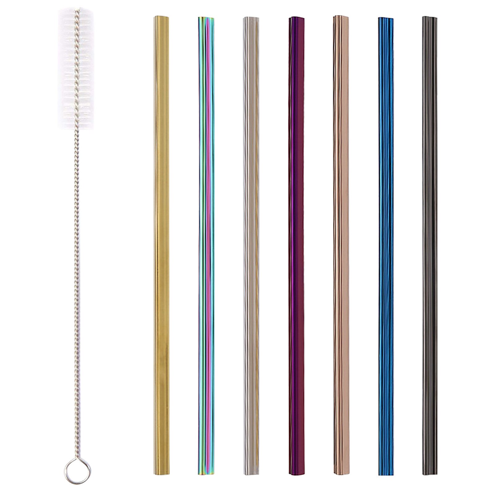 30# Metal Drinking Straws Heartshaped Reusable Straight Drinks Straws Stainless Steel Metal Strawc Leaning Brush Set Party Tool