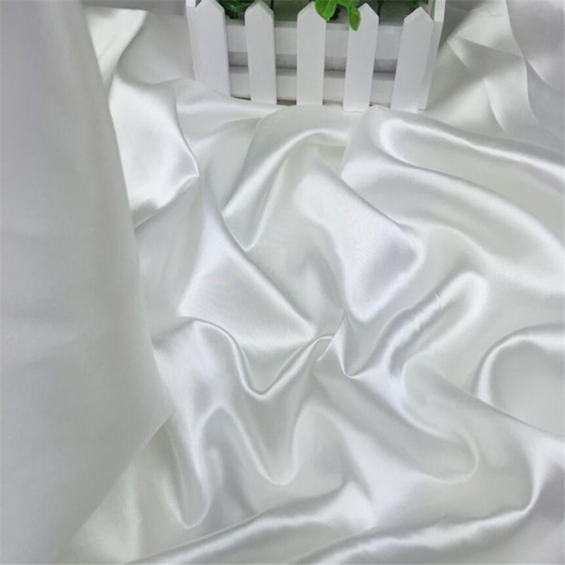 Shiny Polyester White Satin Fabric Roll for Wedding Dress Decoration