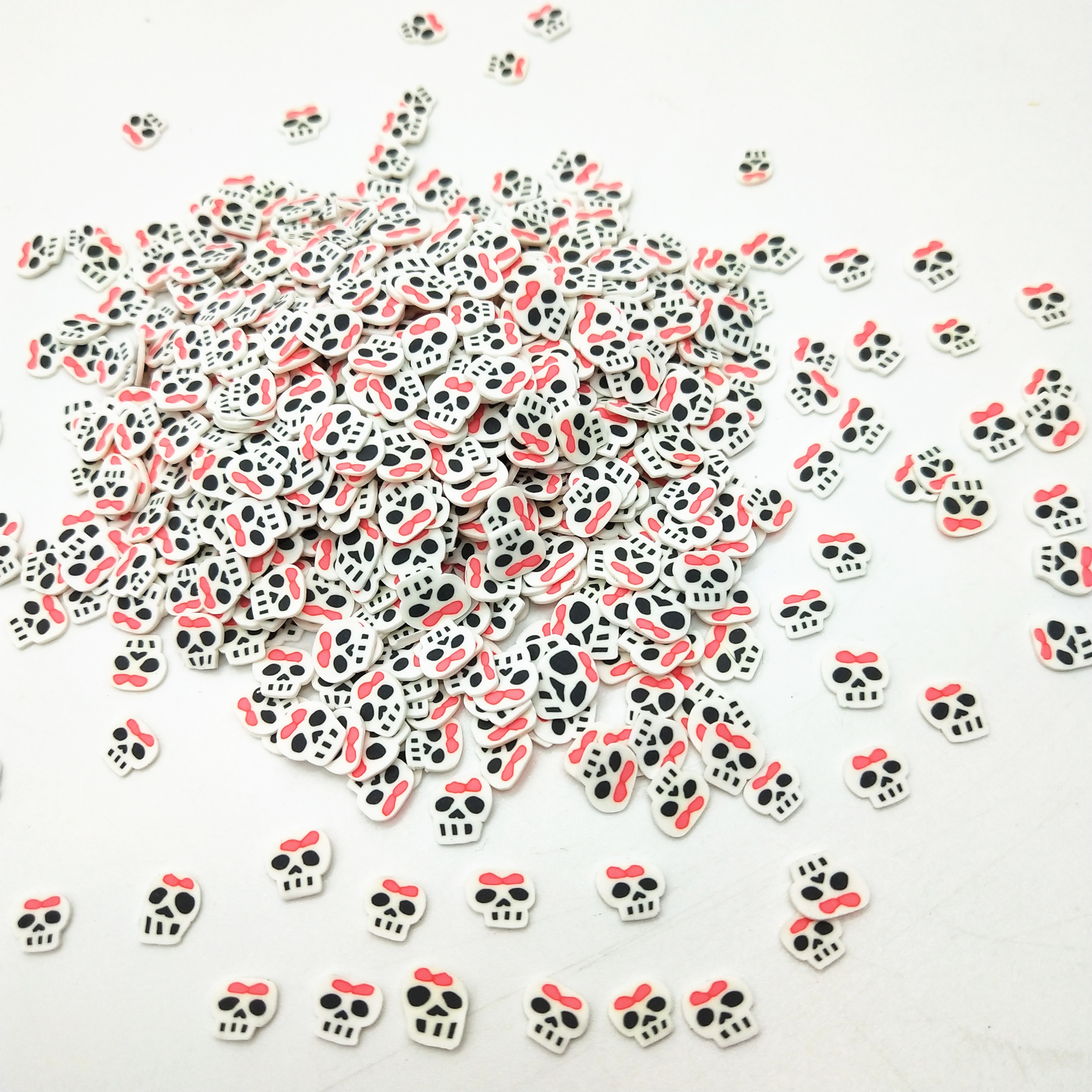 20g/lot 5mm Skull Polymer Clay Slices for DIY Crafts Plastic Klei Mud Particles Clays Skeleton Head Halloween Decoration