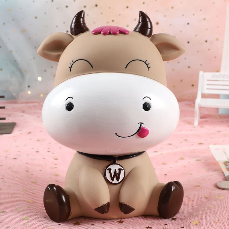 Lovely cartoon cow piggy bank -proof children can save Year of the Ox piggy bank for boys and girls ornaments: big(curry)squints