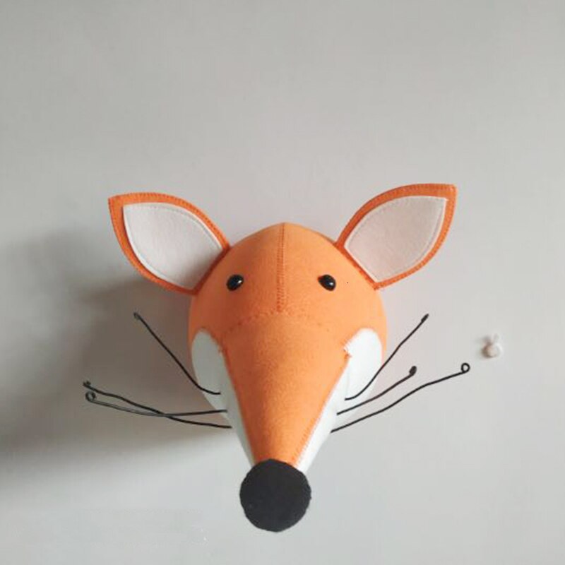 Kids Room Decor Felt Zebra Handmade Felt Animal Heads Elephant Fox Lion Head Wall Hanging Decor For Kids Room Nursery Room Decor: Fox Felt