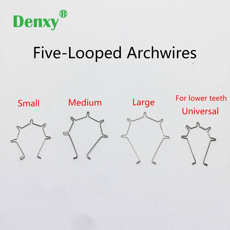 Denxy 30pcs Orthodontic 5 looped wire Anterior root torque five looped wire Metal Ligature wire orthodontic wires