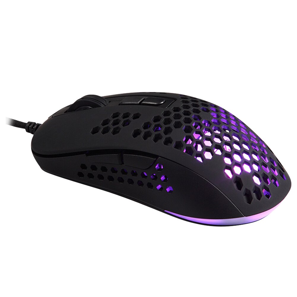VODOOL 383 Gaming Mouse PAW704 Chip Lightweight Hollow Honeycomb Hole RGB Backlight USB Wired Optical Mice for Computer: Black