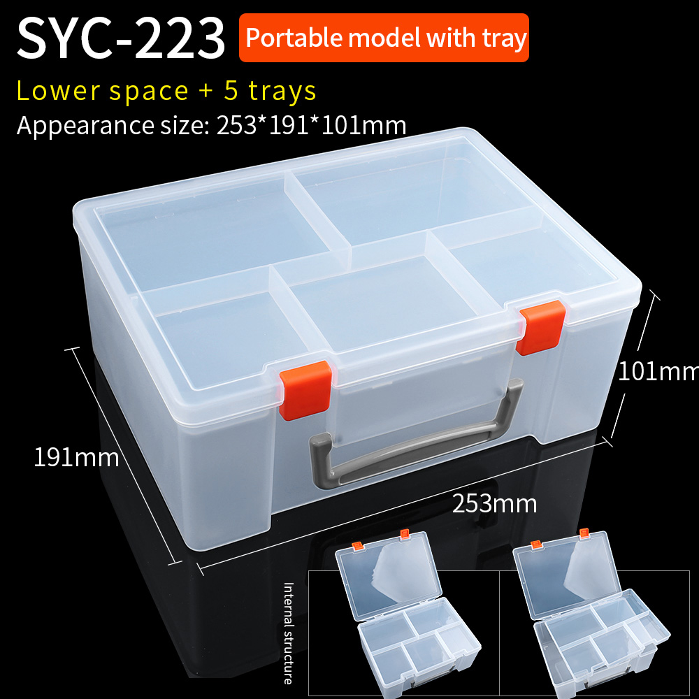Luxianzi Transparante Plastic Opslag Gereedschap Doos Met Handvat Verstelbare Reparatie Toolbox Hardware Schroef Stofdicht Organizer Case: LXZ920037