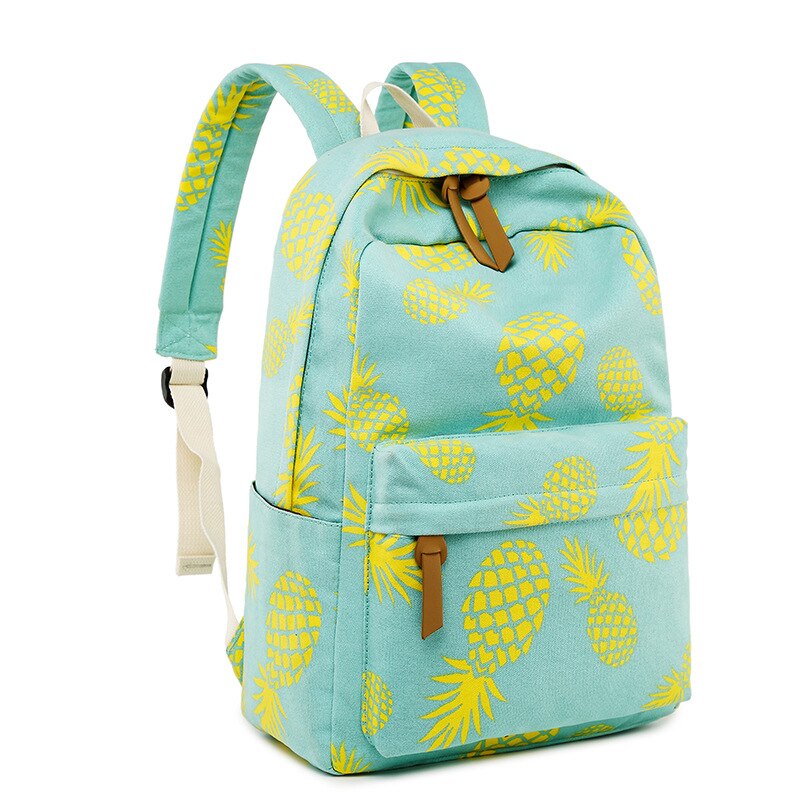 Mode Canvas Vrouwen Rugzak Set Fruit Ananas Afdrukken Vrouwelijke School Rugzak met Lunchbox Zakken Meisje Dagelijks Laptop Boekentas
