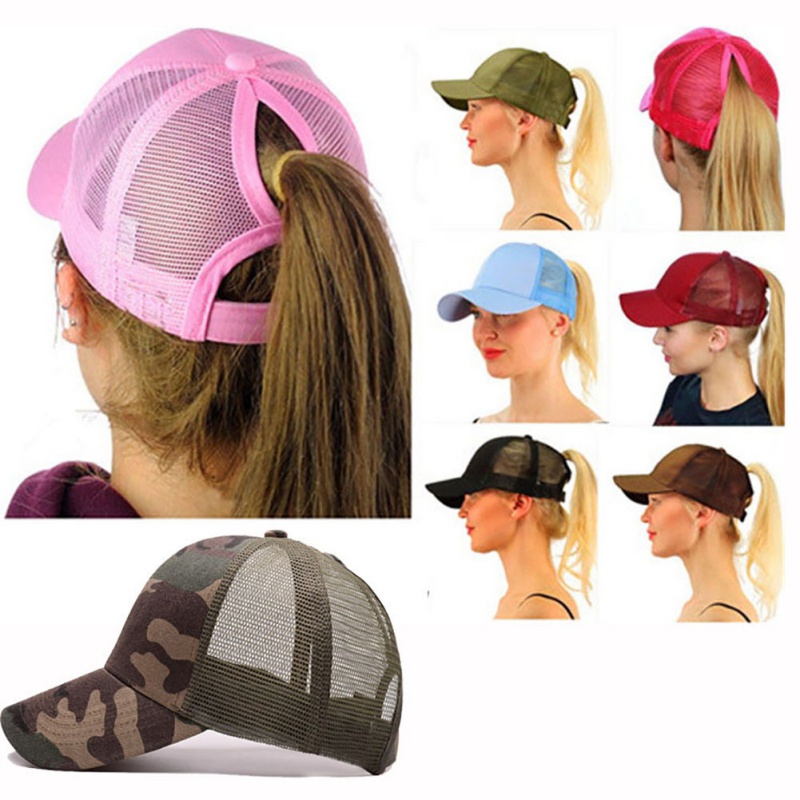 Gorra de Sol de algodón para mujer, gorra de béisbol con cola de caballo, gorra de malla ajustable, sombrero de Hip-hop para verano