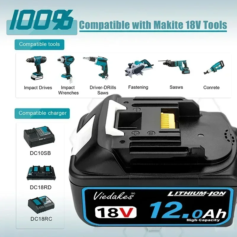 Originele 18V 12.0Ah 10.0Ah Oplaadbare Batterij, voor Makita 18V Batterij Tool BL1830B BL1840 BL1860B BL1850 BL1850 BL1860 ☑