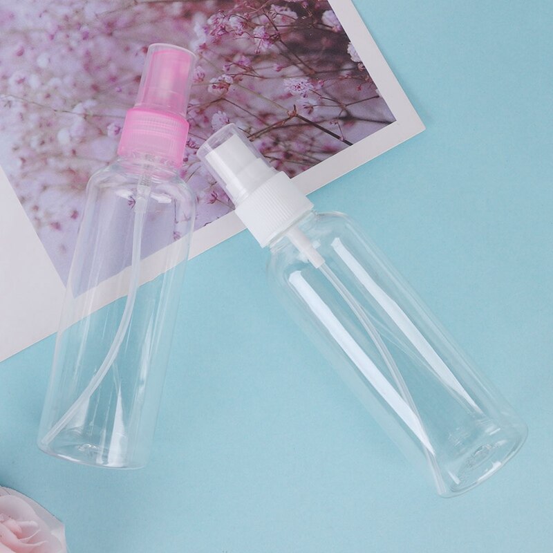 Genomskinliga tomma sprayflaskor 100ml mini påfyllningsbar plastbehållare 1pc tomma kosmetikabehållare dimpump spritfördelare