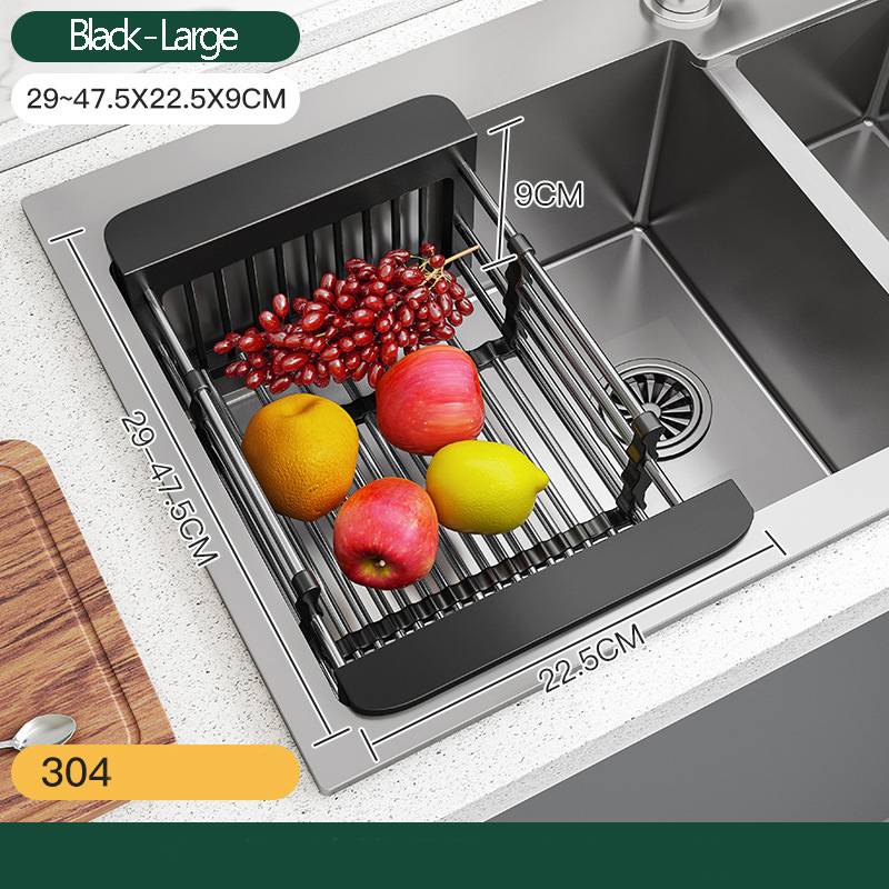 Égouttoir à vaisselle, panier de vidange d'évier en acier inoxydable, évolutive, rangement de cuisine, égouttoir pour légumes et Fruits, organisateur universel: green