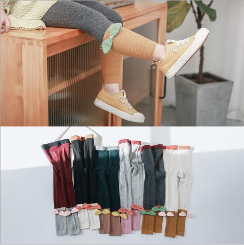 Spring and summer pair of needle children's nine-point pants with bow wings girls leggings