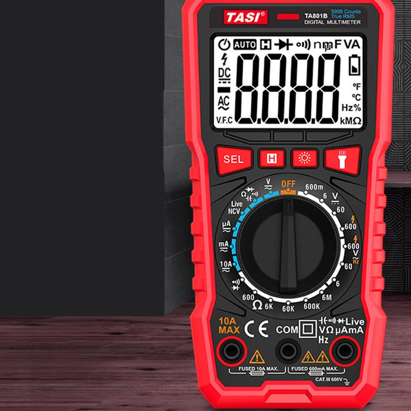 Digital Multimeter Handheld Meter Volt Tester AC DC Current Tester (Black Red)