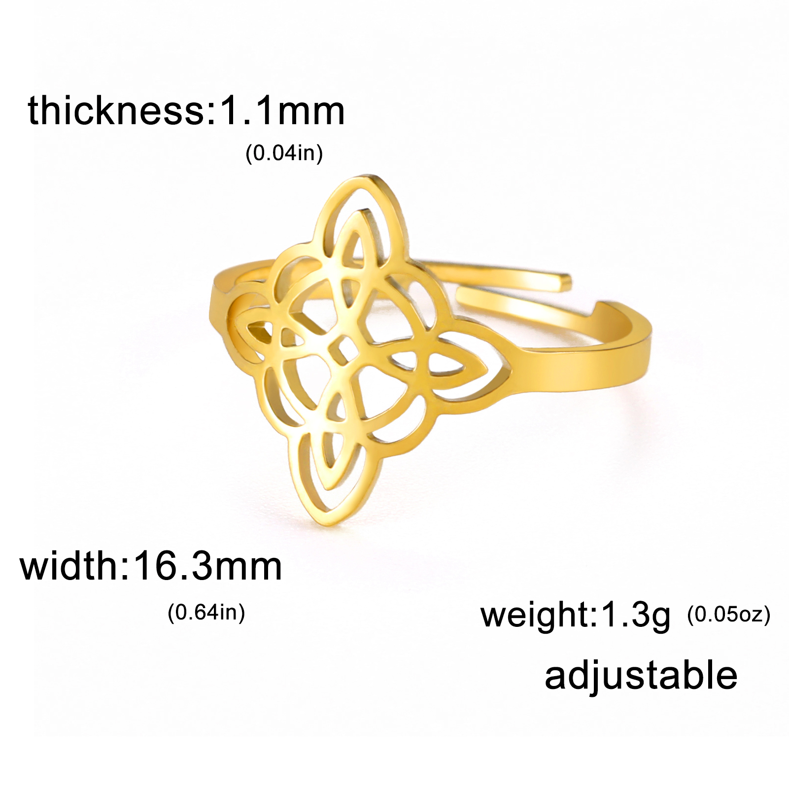 Skyrim-Anillo de nudo de bruja de acero inoxidable para mujer, anillos abiertos ajustables para dedo, amuleto de brujería, joyería de protección, al por mayor: LIGHT BLUE