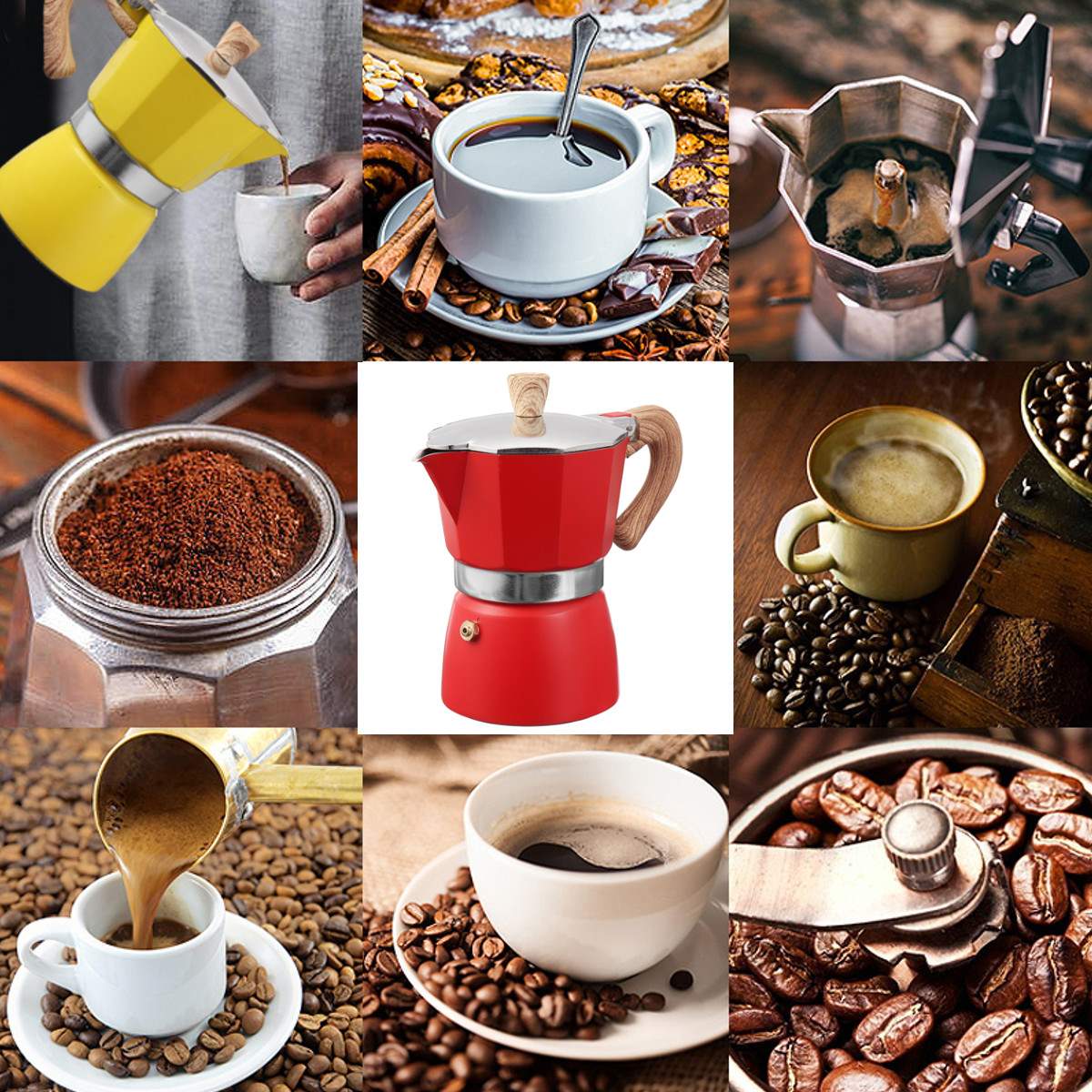 3 kuppia 150ml/300ml mocha latte -kahvinkeitin italialainen moka espresso -alumiinimuki kahdeksankulmainen perkolaattoripannu liesi kahvinkeitin