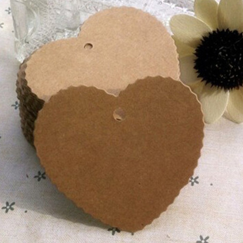 50pcs Kraft Paper Heart-shaped Small Label Diy Jewelry