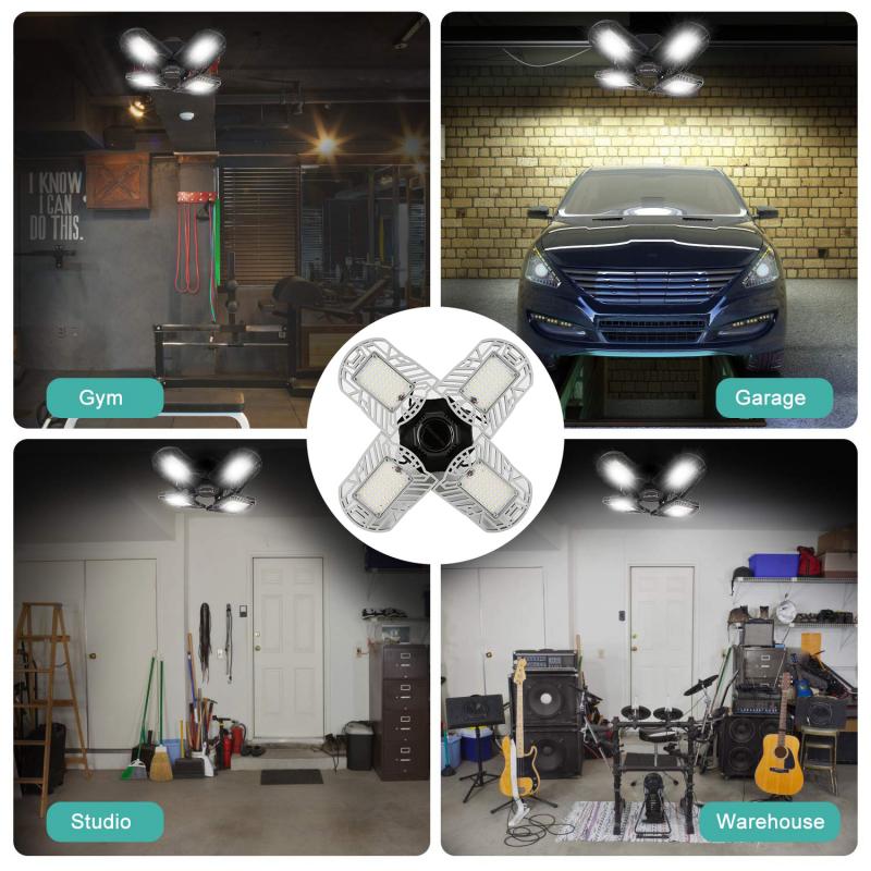 LED Garage Light 4 Head Folding-light 120W Super Bright Ceiling Lamps E26 / E27 Workshop Lamp 85~265 V Lantern Indoor Lighting