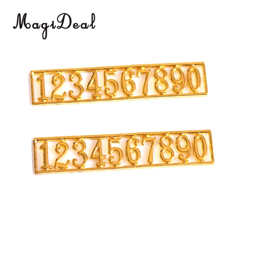 MagiDeal Vintage 1/12 Scale Golden Dolls House Miniature Set of Metal Numbers 0-9 Door for Office Bedroom Bar Pub Acce