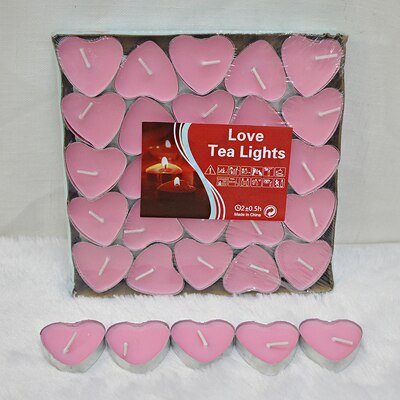 Bougies chauffe-bougie de mariage de petite dimension | Bougie avec cœur, , bougie photophore romantique Velas Tarta, QLB064: 50 Pcs Burn 2 Hour B