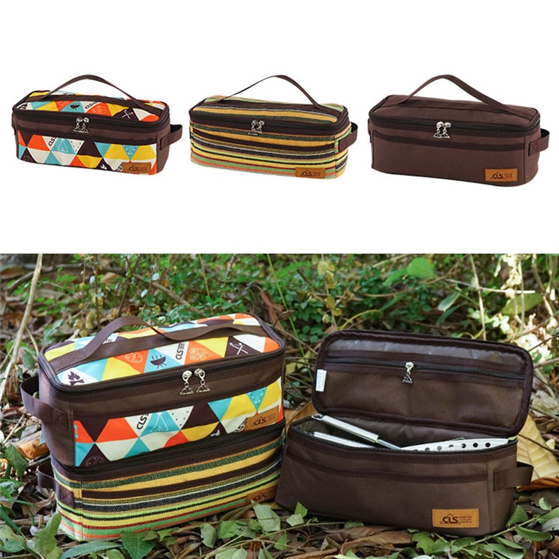 Sac de rangement pour ustensiles de cuisine de camping en plein air, barbecue, vaisselle, voyage, cosmétiques, trousse de toilette portable, organisateur de placard, bagages, sacs ziplock