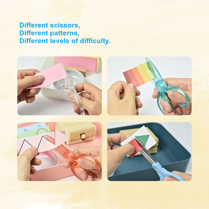 Juego de trabajo de tijeras Montessori, juego de papel de corte para niños, actividades artesanales, Material de vida práctico, coordinación mano-ojo