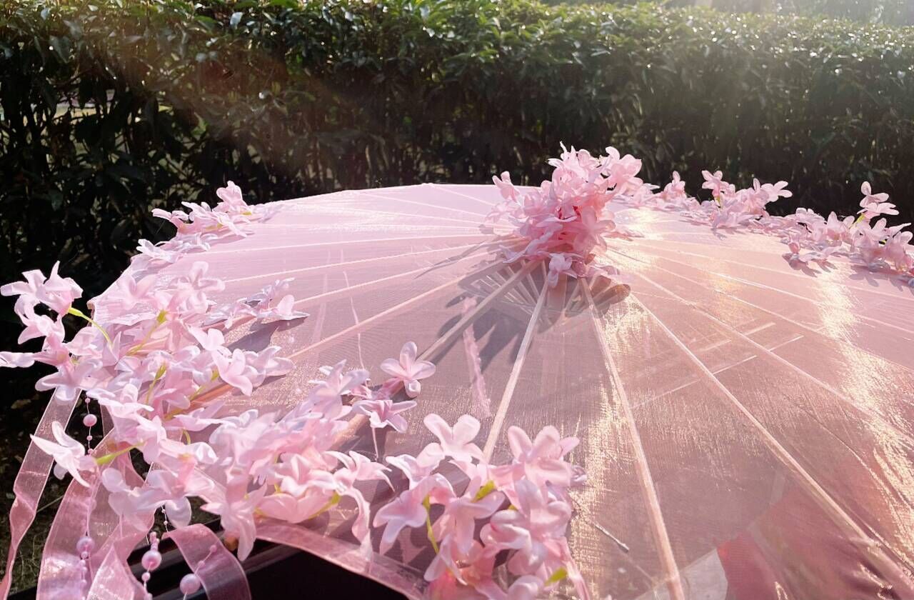 Paraguas de playa de flores, Kimono Hanfu, accesorios de fotografía para Cosplay, artesanía, papel al óleo, sombrilla de encaje, paraguas japonés de China, El Principito