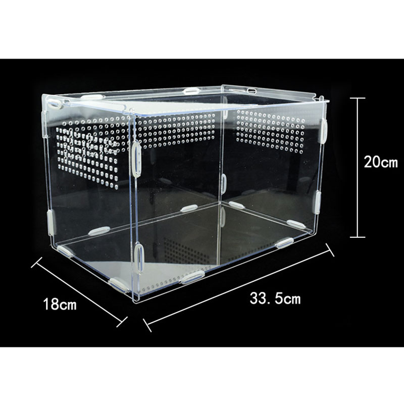 Transparent Acrylic Reptile Box for Spiders Tortoise Lizard Breeding Insect Box Vents Sliding Small Pet Terrarium Vivarium