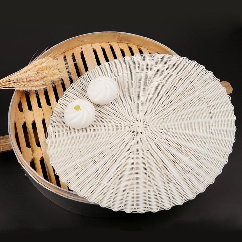 26-48cm Steamer Mat Silicone Grid Rattan Pad Reusable Non-stick Kitchen Cooking Steam Mat For Cooker Stuffed Bun Kitchen Tool