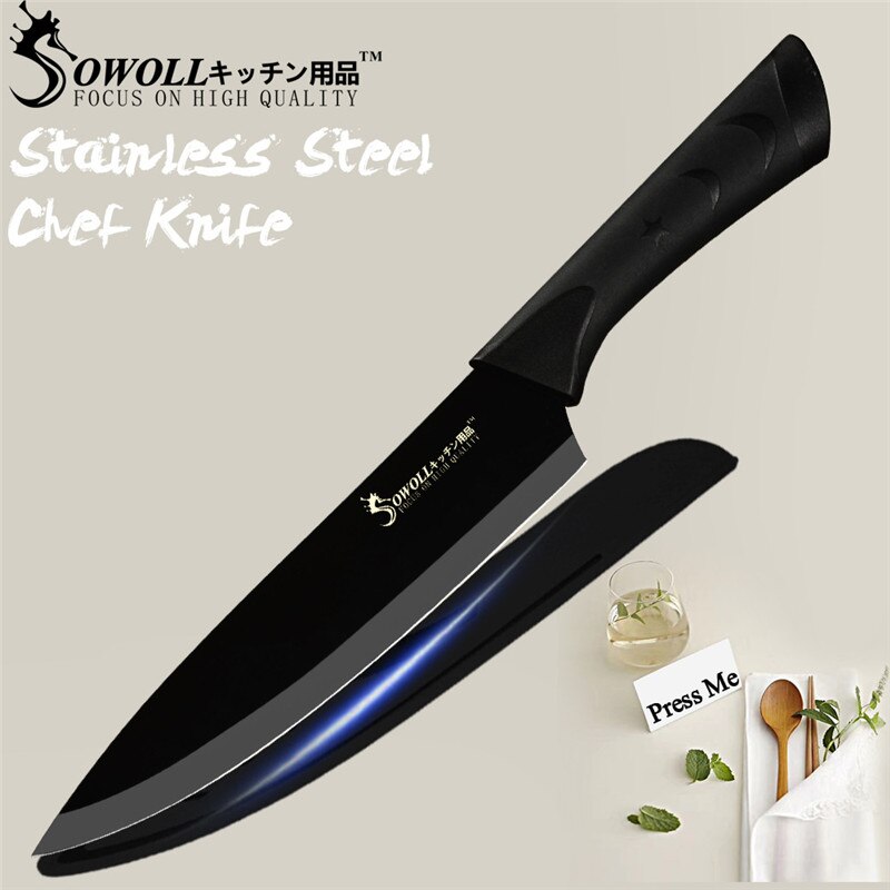 Sowoll superior 7 cr 17 ruostumattomasta teräksestä valmistettu keittiöveitsisetti sakset veitsenpidike japanilaiset keittiöveitset työkalut 8 kpl sarja: B .8 tuuman kokkiveitsi