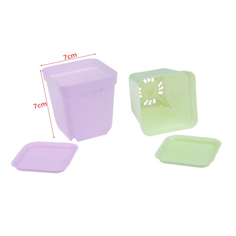 10pcs/lot Random Color Flower Pots Pot Trays,Plastic Pots,Small Square Pots