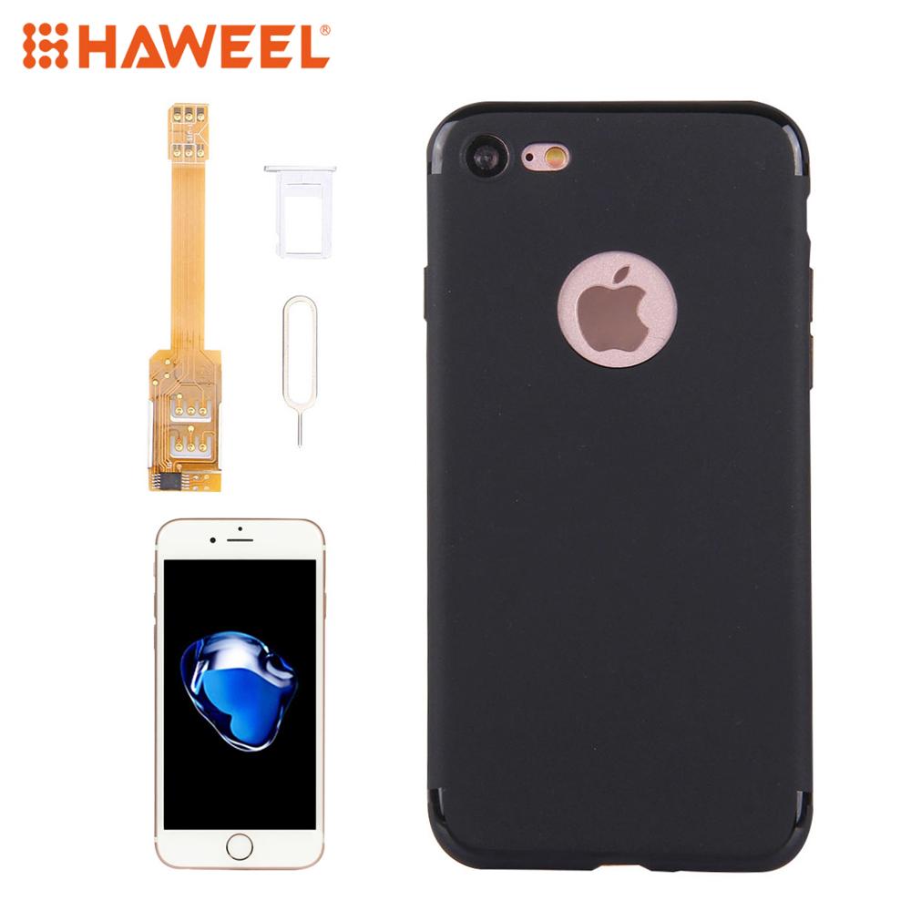 HAWEEL Kumishi para iPhone 7/X 2 en 1 Adaptador Doble tarjeta SIM + TPU cubierta de la caja con la bandeja/Pin para iPhone 8