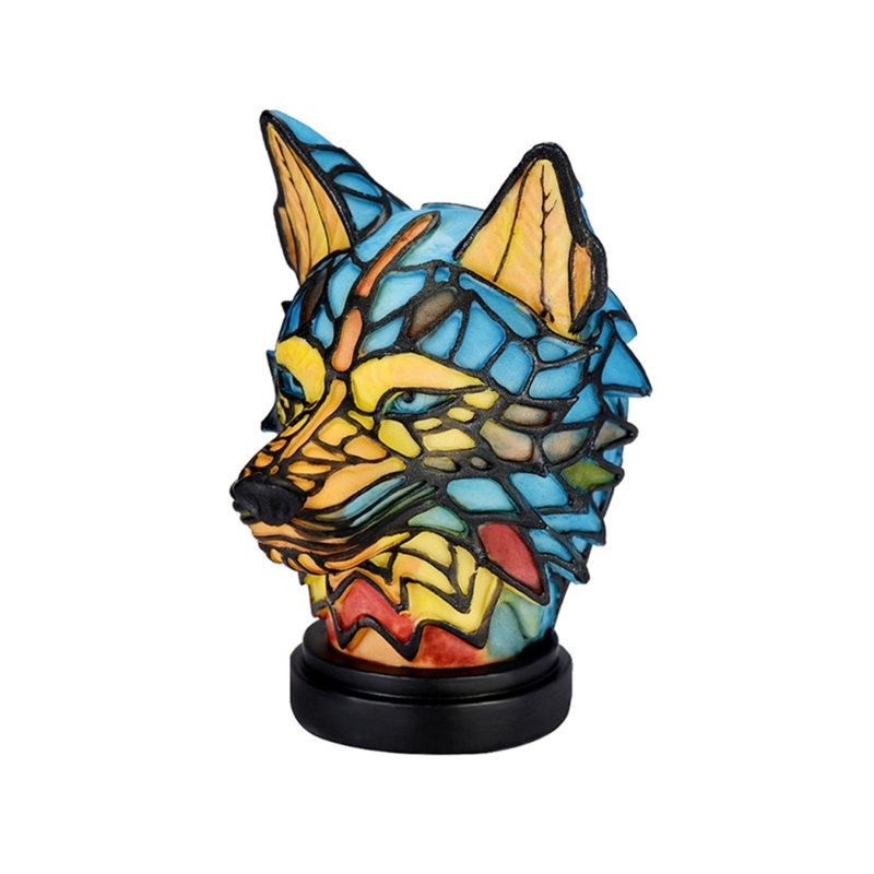 Elegante Buntglas-Tischlampe mit Tierdekoration für Wohnzimmer und Schlafzimmer: Black