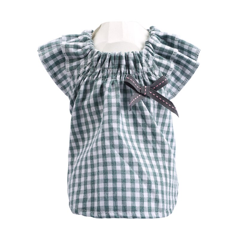 Plaid chien printemps été vêtements coton bébé chemise nœud papillon doux dame chien chat vêtements pour petits chiens Yorkshire carlin chiot vêtements: Blue Plaid / S
