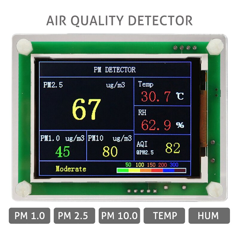 Digital LCD Display 2.8inch Air Detector Monitor Dust Sensor PM1.0 PM2.5 PM10.0 AQI Temperature&humidit Accurate Home