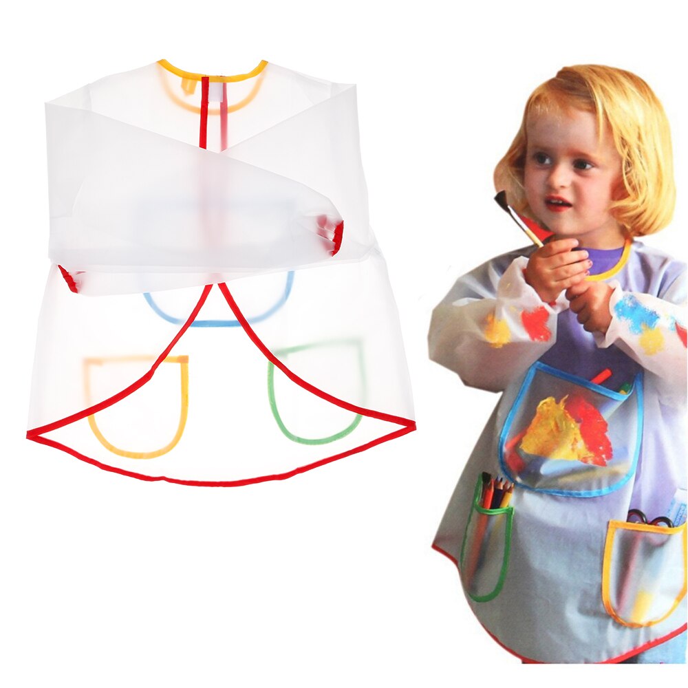 Niños impermeable manga larga 3 espacioso bolsillo pintura delantal