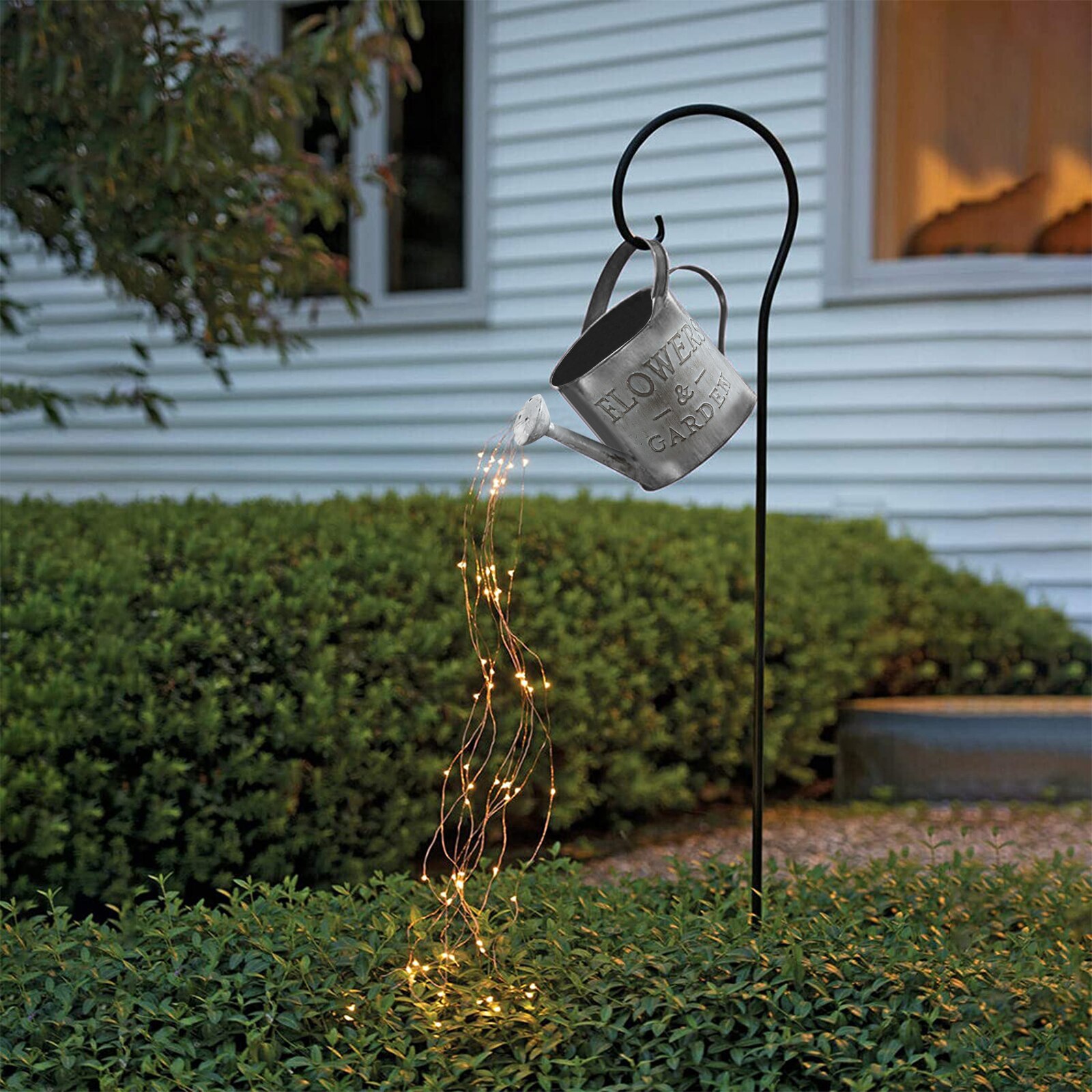 Luz de ducha de estrellas, cadena de luces LED para regadera, arte para césped y jardín