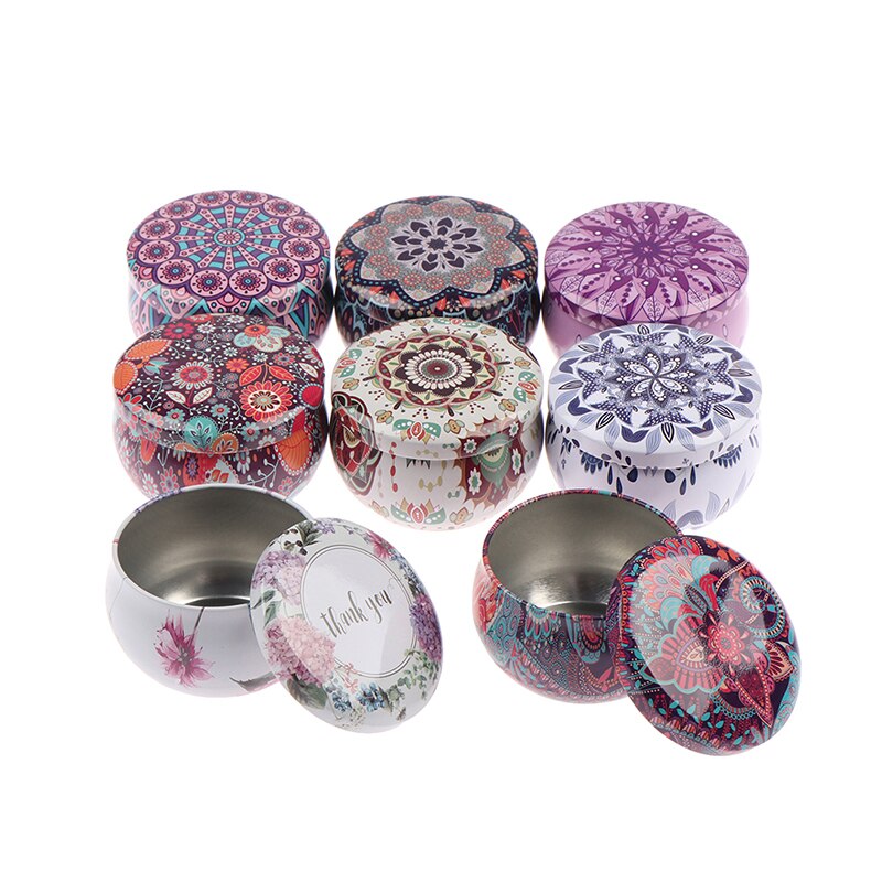 Scatola di biscotti di caramelle a forma di tamburo forniture per feste festivo scatola di tè di rosa scatola di latta piccola scatola di caramelle di personalità del giardino domestico affrescare 8 stili