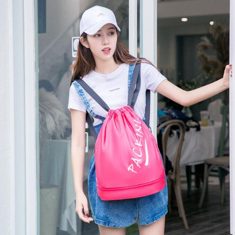Mochila deportiva de gimnasio para hombre, mujer y niño, con cordón, para natación, secado, húmedo, para piscina, playa, Fitness