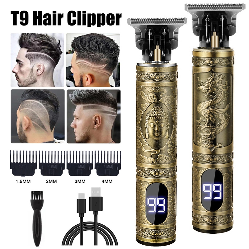 T9 vintage skäggrakapparater elektrisk hårklippningsmaskin sladdlös rakapparat trimmer usb-laddningsbar skäggklippare för herrbarberare