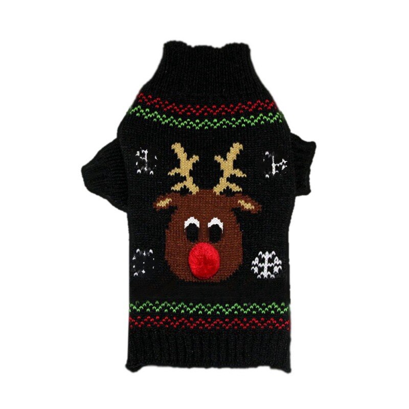 Jul hundetrøje xmas pet coat outfits tøj til hund kat strik tøj lille hundetøj strik pudel corgi: Sort / S