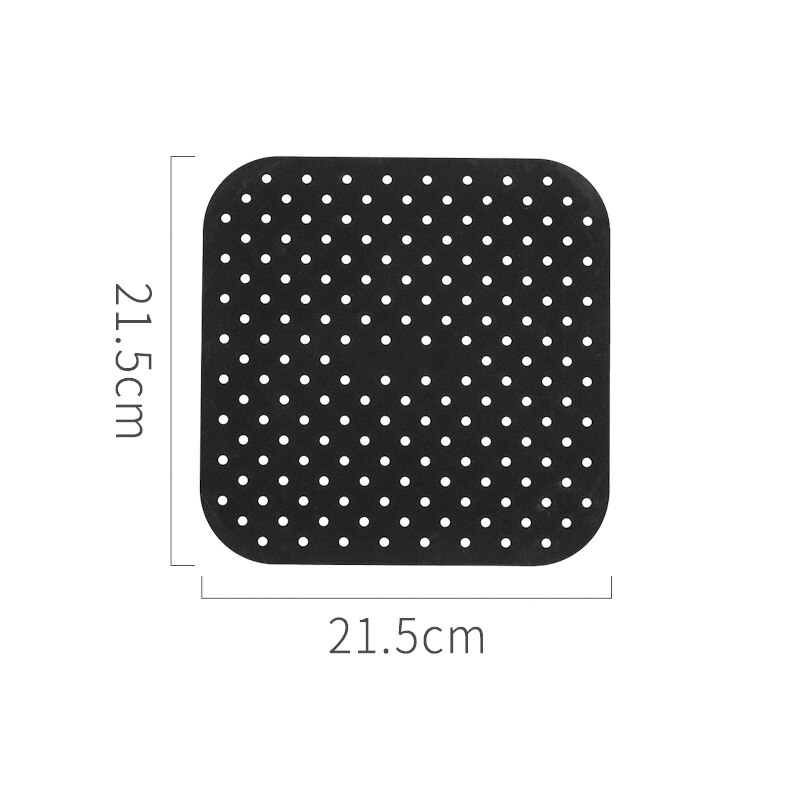 Air Friteuse Liner Air Friteuse Mat Food Grade Non-stick Siliconen Friteuse Mand Voor 7.5 ~ 8-Inch air Friteuses Steamers Mat Keuken Gadgets: 8.5 in Black Square