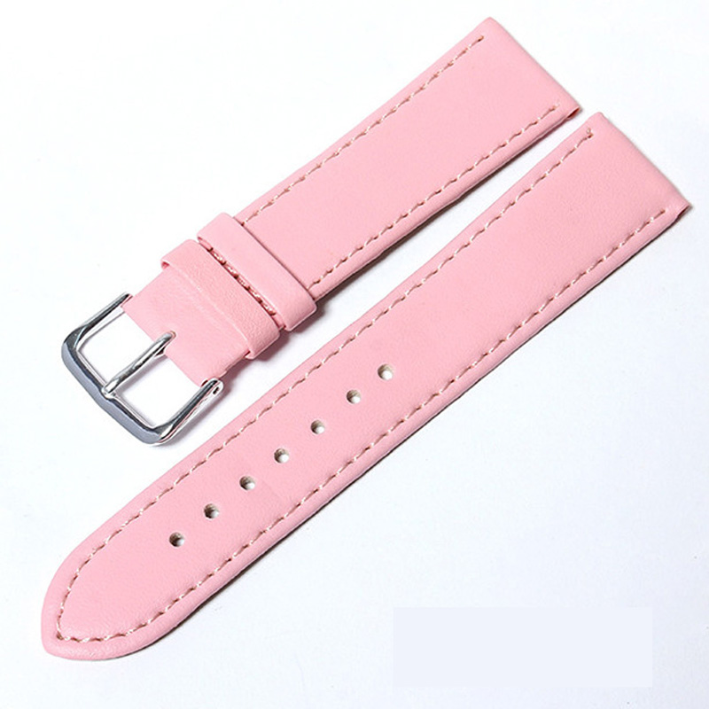 Læderurrem urrem urrem håndledsrem med spænde i rustfrit stål 18mm 20mm 22mm 24mm urtilbehør: Hvid sort / 16mm