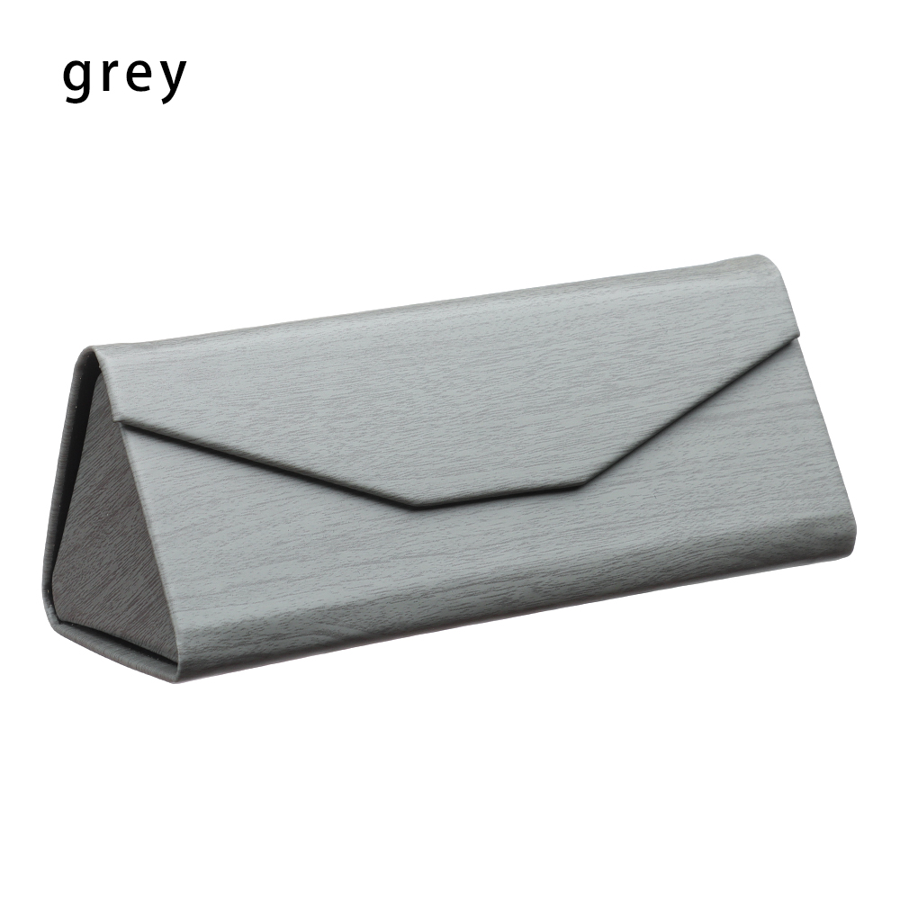 1 Pcs Crocodile Texture Folding Triangle Sunglasses Box PU Waterproof Eyewear Case Protective Glasses Box Eyeglasses Organizer: B grey