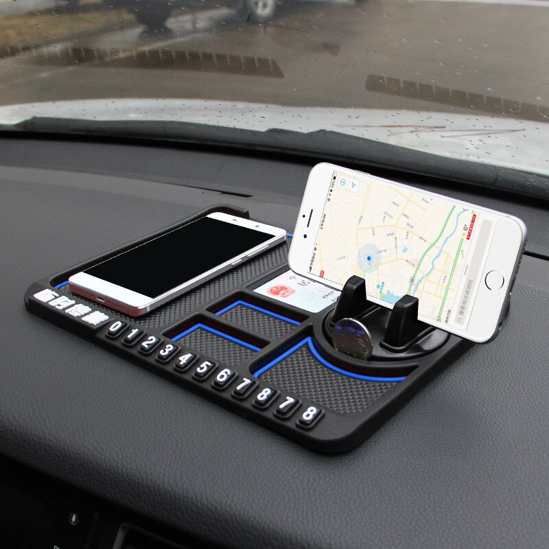 Multifunktionel bil silikone dashboard pad mat bil anti-slip mat auto telefonholder skridsikker sticky anti slide dash telefon mount: Blå